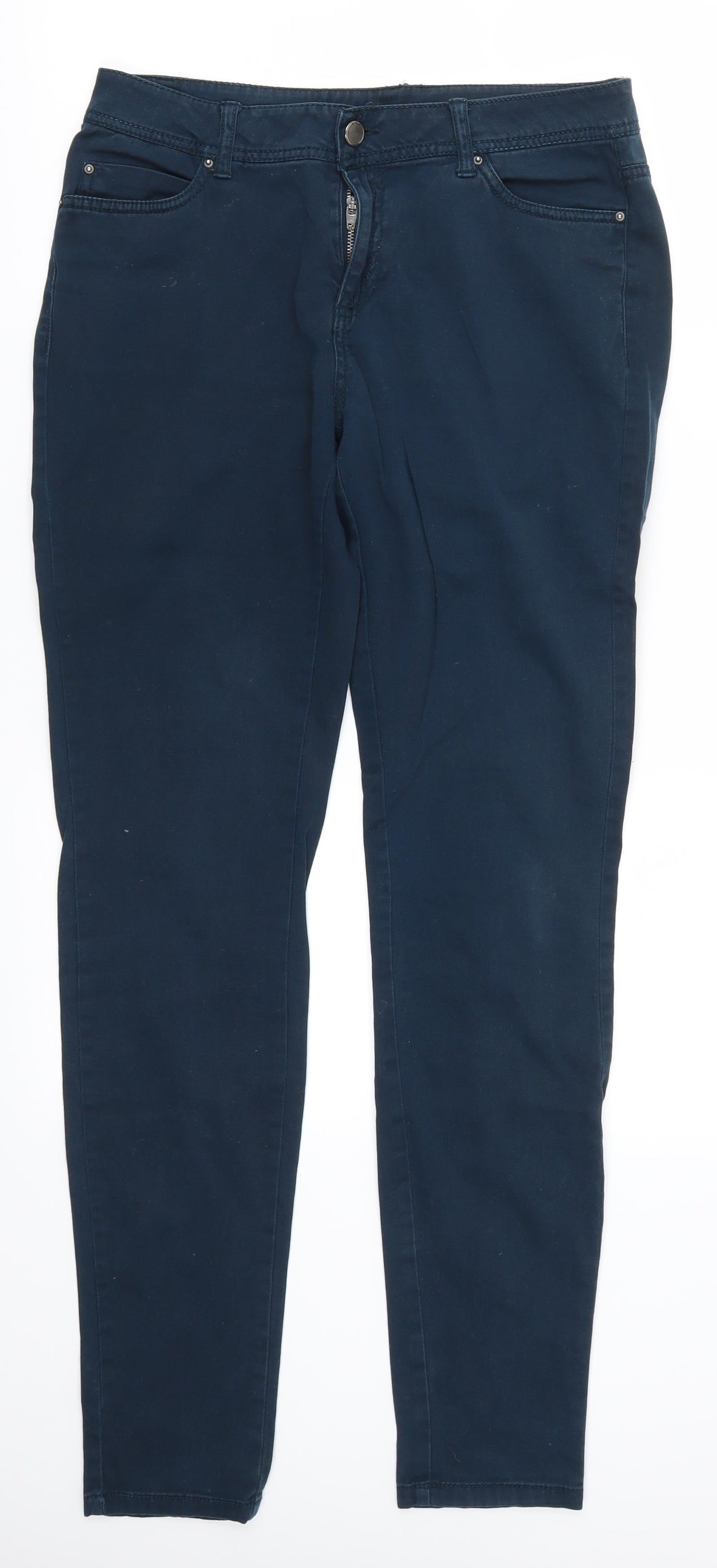Womens UK Size 10 Denim Co Regular Fit Chino Blue Trousers