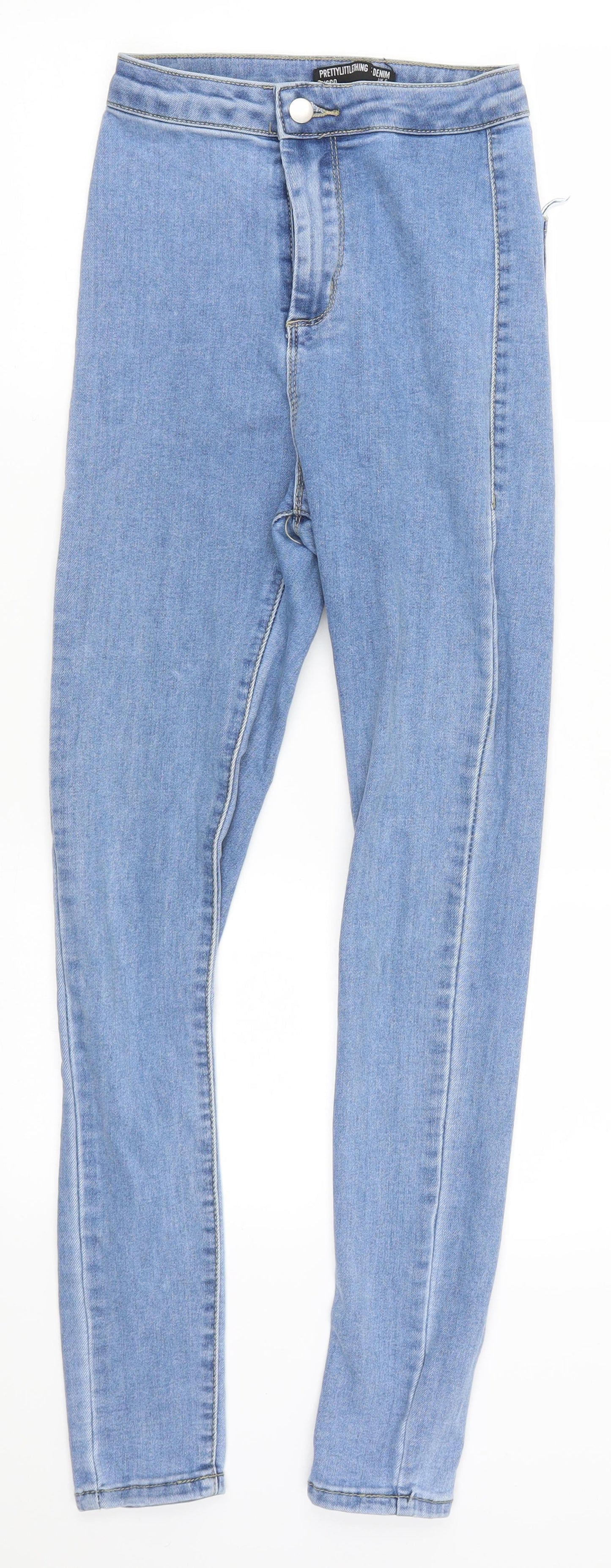 Pretty Little Thing Womens Blue  Denim Skinny Jeans Size 6 L27 in