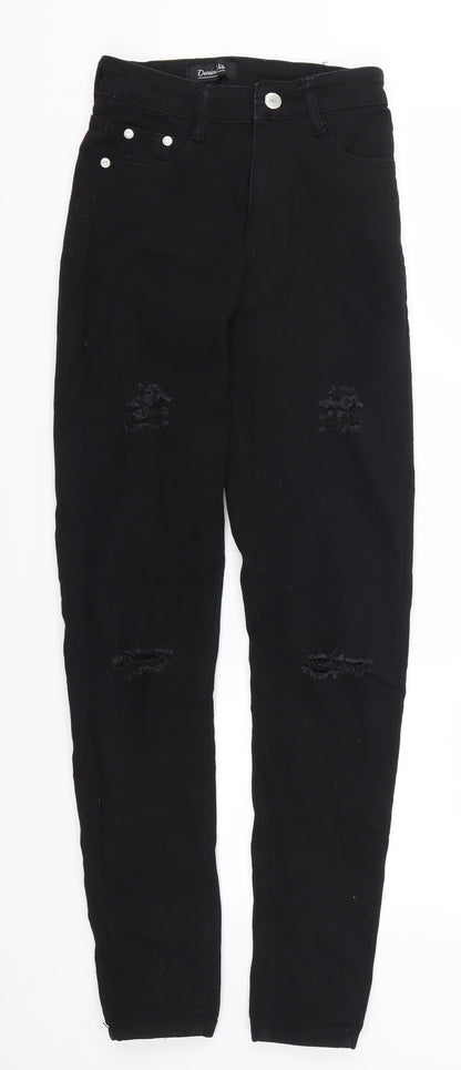 Womens UK Size 6 Denim Wise Regular Fit Skinny Black Jeans