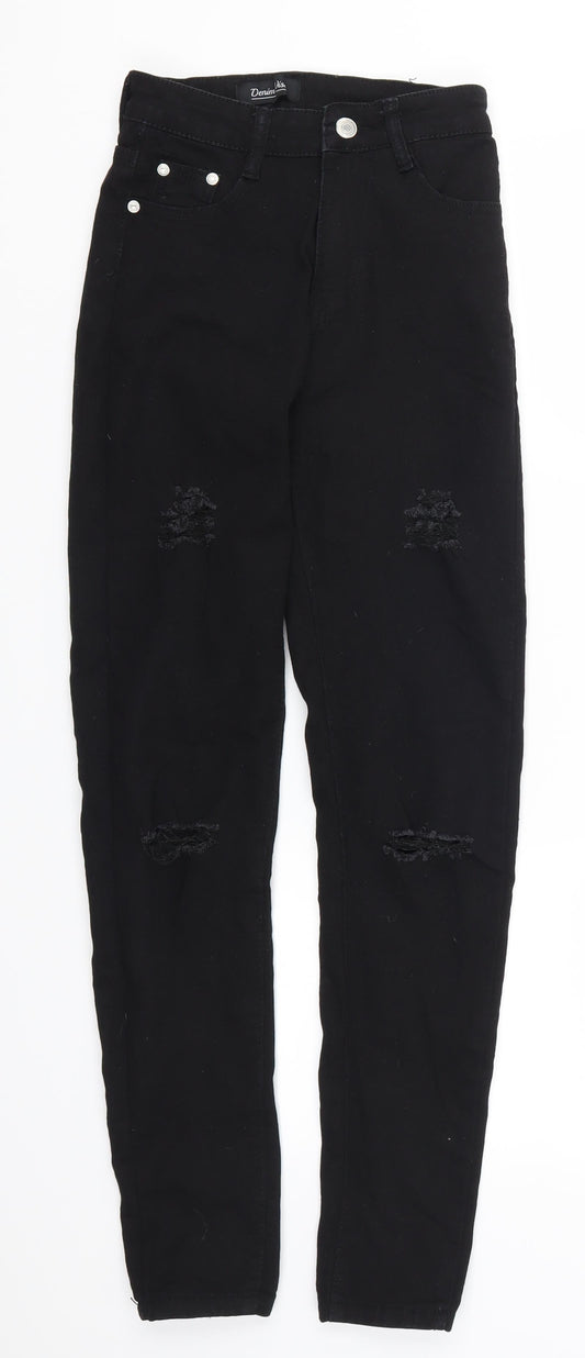 Womens UK Size 6 Denim Wise Regular Fit Skinny Black Jeans