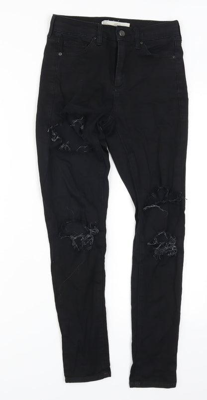Topshop Womens Black  Denim Skinny Jeans Size 26 in L26 in - Heavily Distressed