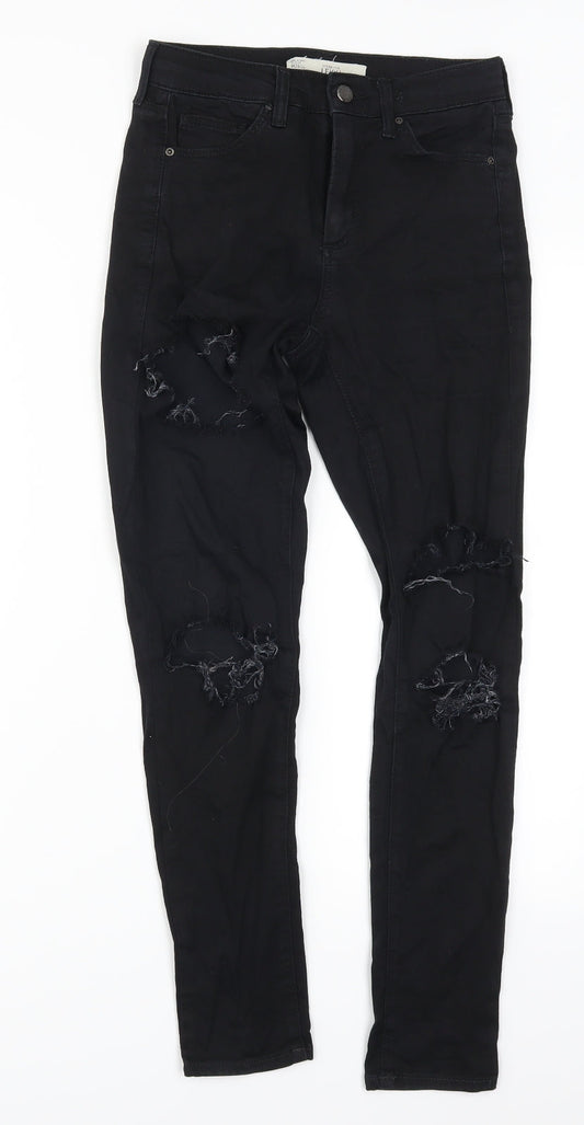 Topshop Womens Black  Denim Skinny Jeans Size 26 in L26 in - Heavily Distressed