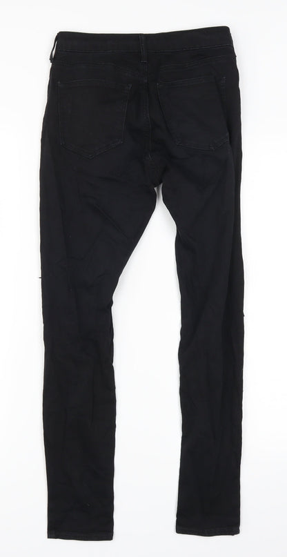 Topshop Womens Black  Denim Skinny Jeans Size 26 in L26 in - Heavily Distressed
