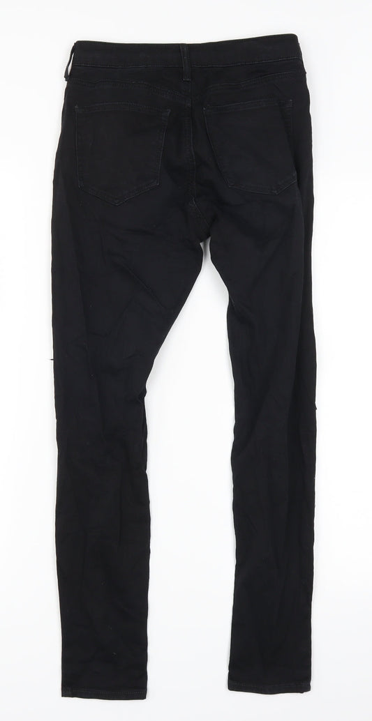 Topshop Womens Black  Denim Skinny Jeans Size 26 in L26 in - Heavily Distressed