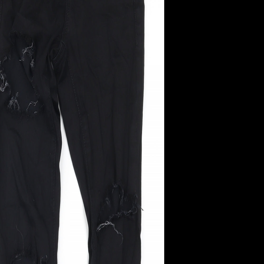 Topshop Womens Black  Denim Skinny Jeans Size 26 in L26 in - Heavily Distressed