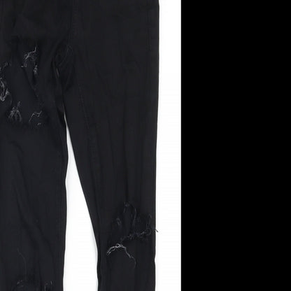 Topshop Womens Black  Denim Skinny Jeans Size 26 in L26 in - Heavily Distressed