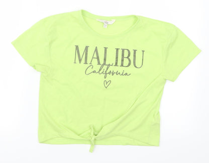Evie Girls Green   Basic T-Shirt Size 11-12 Years  - Malibu California