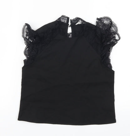 SheIn Girls Black   Basic T-Shirt Size 8 Years  - Lace Detail