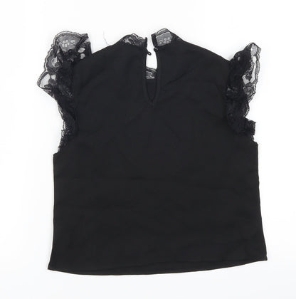 SheIn Girls Black   Basic T-Shirt Size 8 Years  - Lace Detail