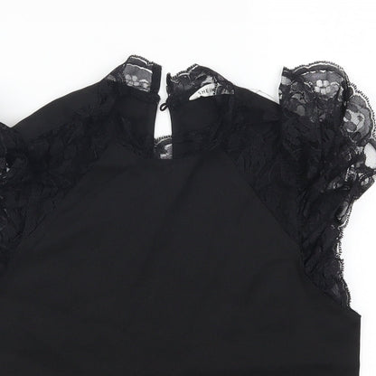 SheIn Girls Black   Basic T-Shirt Size 8 Years  - Lace Detail