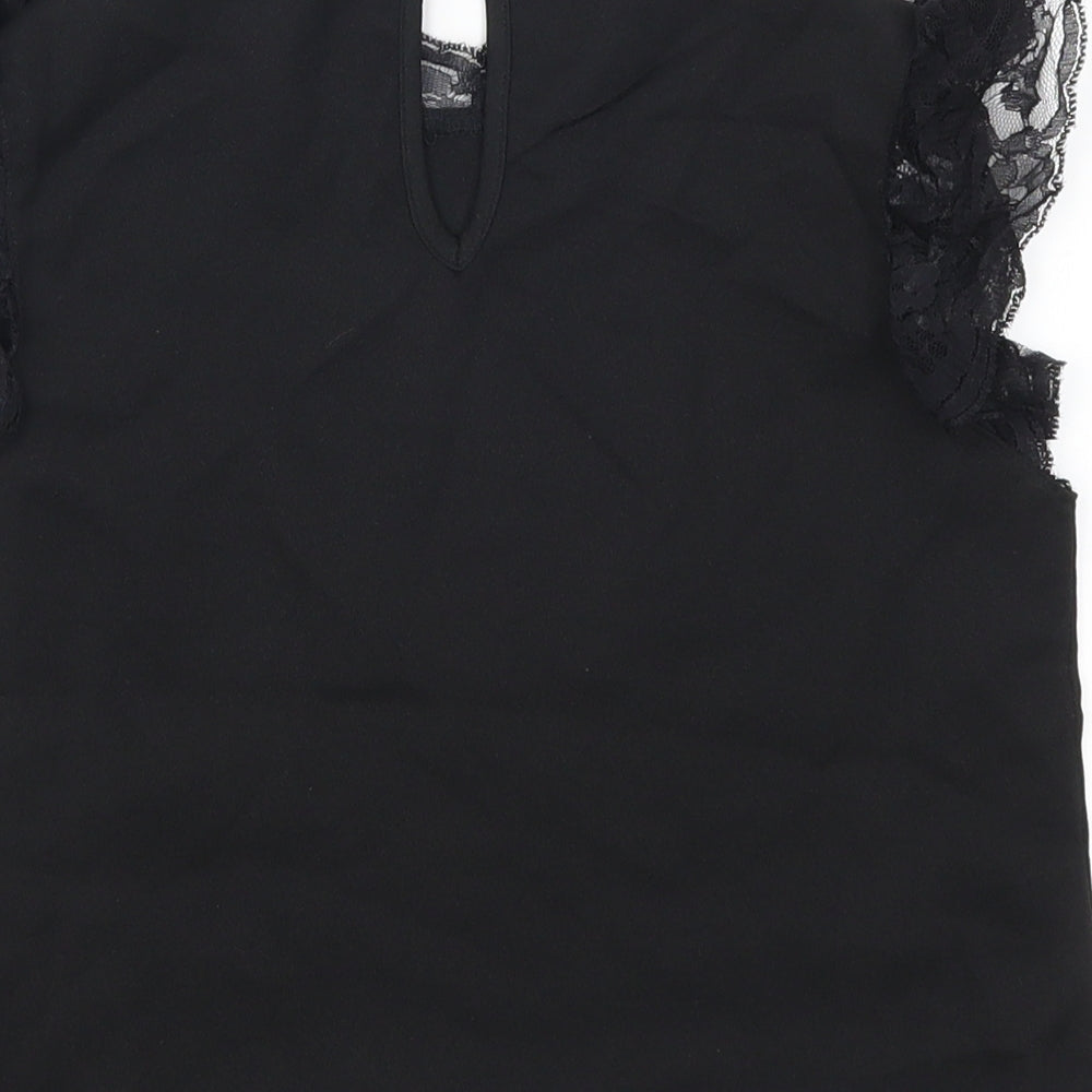 SheIn Girls Black   Basic T-Shirt Size 8 Years  - Lace Detail
