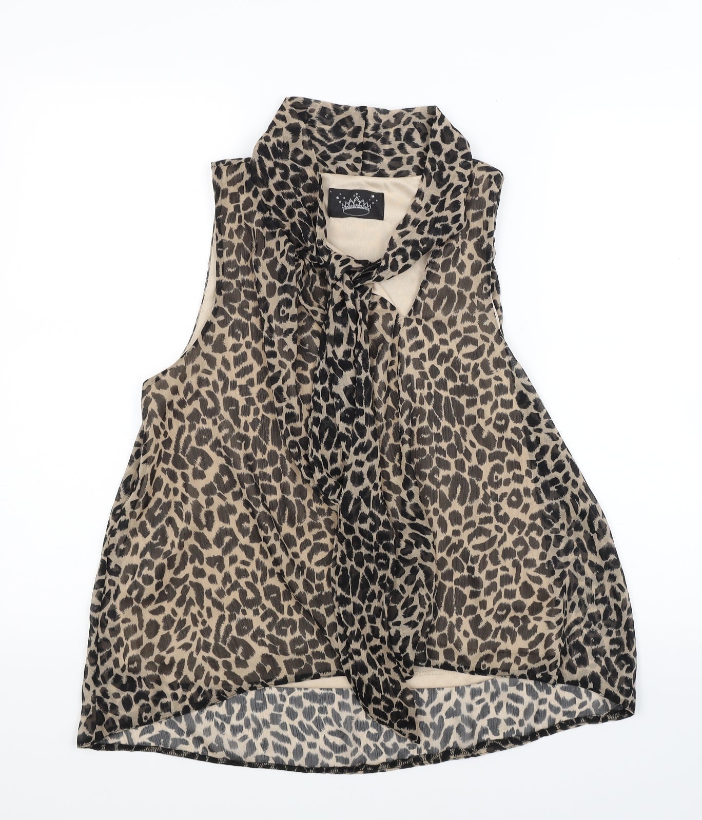 Drama Queen Womens Brown Animal Print  Tunic Blouse Size 14