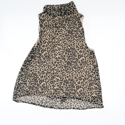 Drama Queen Womens Brown Animal Print  Tunic Blouse Size 14