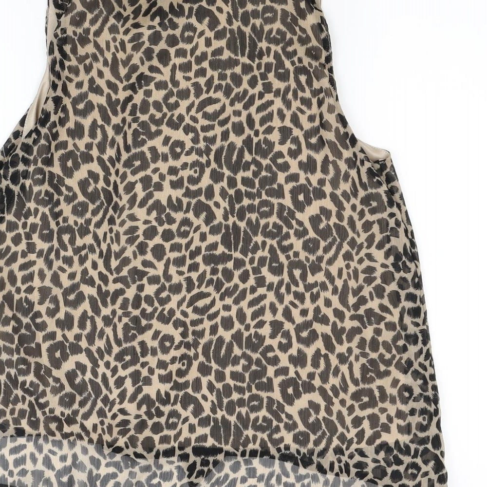Drama Queen Womens Brown Animal Print  Tunic Blouse Size 14