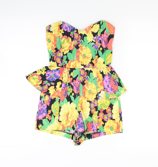River Island Womens Yellow Floral  Shorts One-Piece Size 6