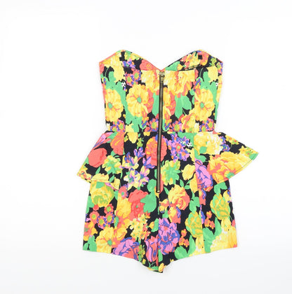 River Island Womens Yellow Floral  Shorts One-Piece Size 6