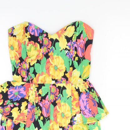 River Island Womens Yellow Floral  Shorts One-Piece Size 6