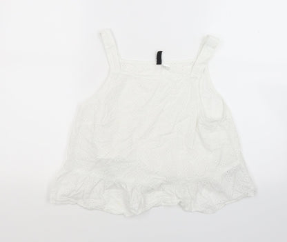 Divided Womens White   Cropped Tank Size 14