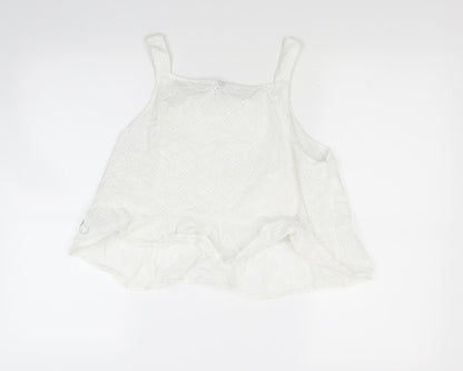 Divided Womens White   Cropped Tank Size 14