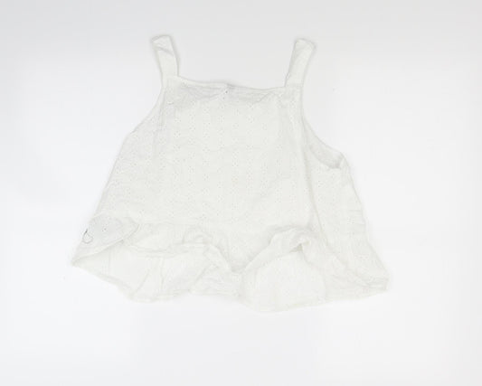 Divided Womens White   Cropped Tank Size 14