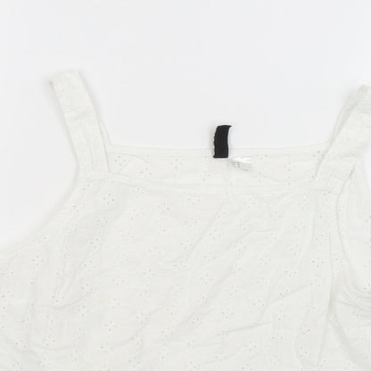 Divided Womens White   Cropped Tank Size 14