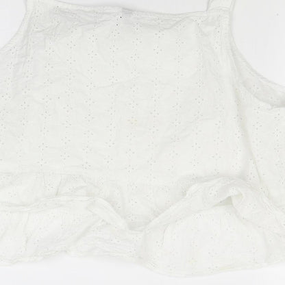 Divided Womens White   Cropped Tank Size 14