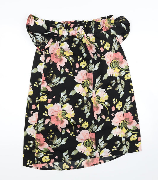 Primark Womens Black Floral  A-Line  Size 10