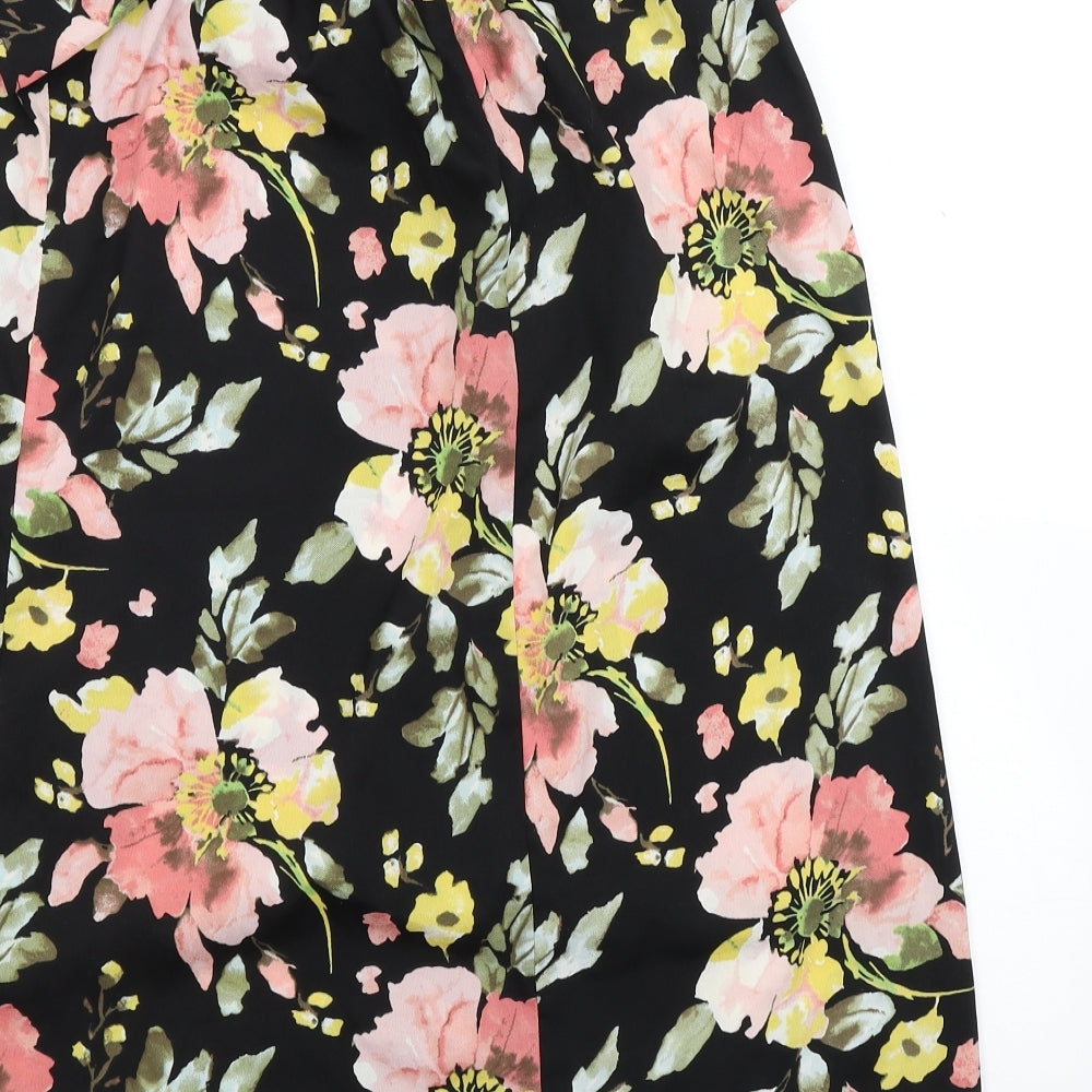 Primark Womens Black Floral  A-Line  Size 10