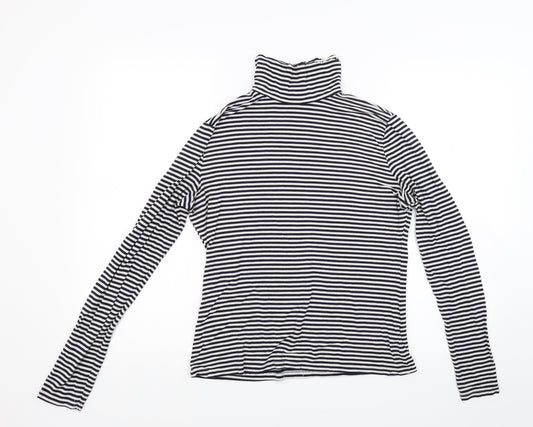 H&M Womens White Striped  Pullover Sweatshirt Size M