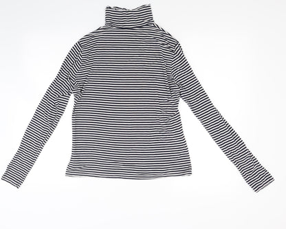H&M Womens White Striped  Pullover Sweatshirt Size M
