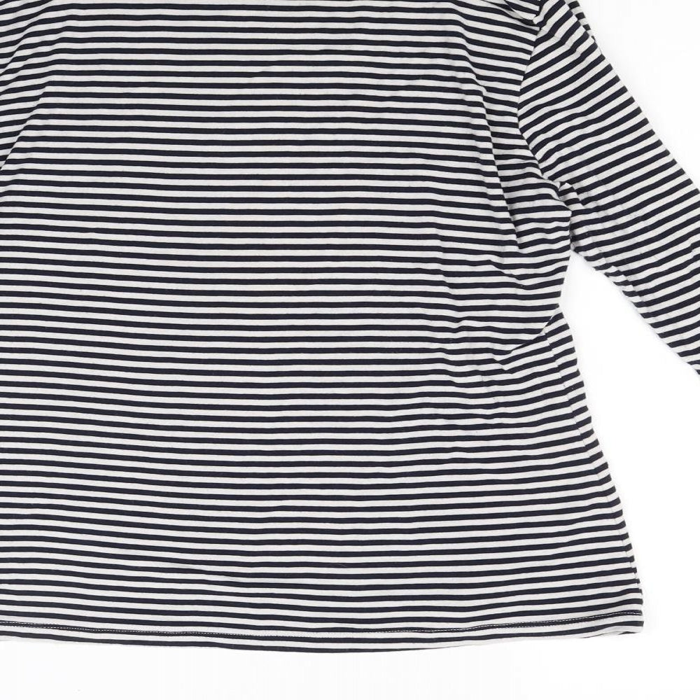 H&M Womens White Striped  Pullover Sweatshirt Size M