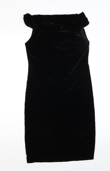 Boohoo Womens Black  Velour Bodycon  Size 8