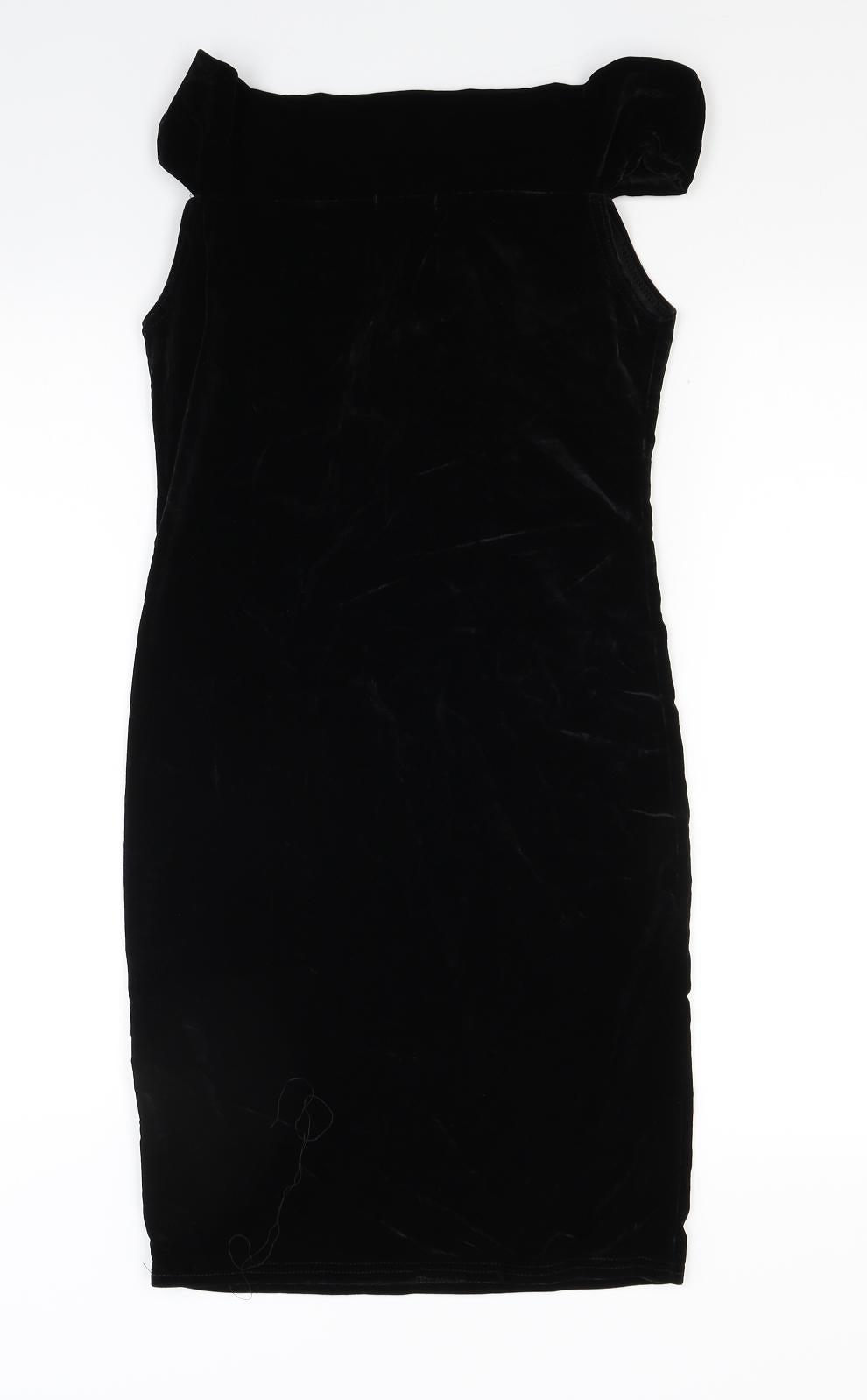 Boohoo Womens Black  Velour Bodycon  Size 8