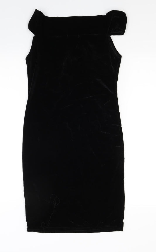 Boohoo Womens Black  Velour Bodycon  Size 8