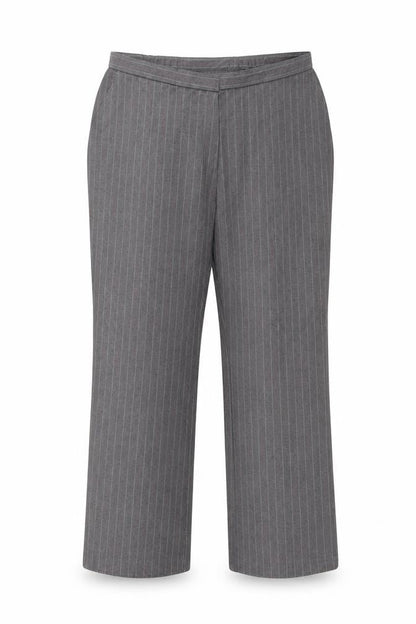 Marks & Spencer Womens Grey Striped  Trousers  Size 18 L27 in