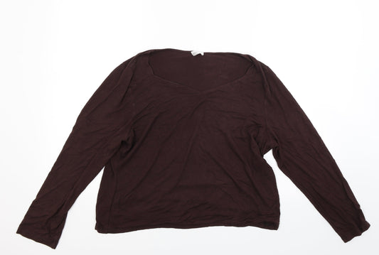 Minuet Womens Brown  Jersey Basic T-Shirt Size L