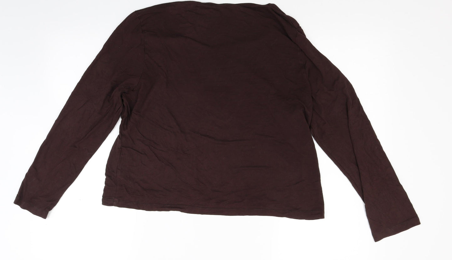 Womens UK Size L Minuet Brown Basic T-Shirt