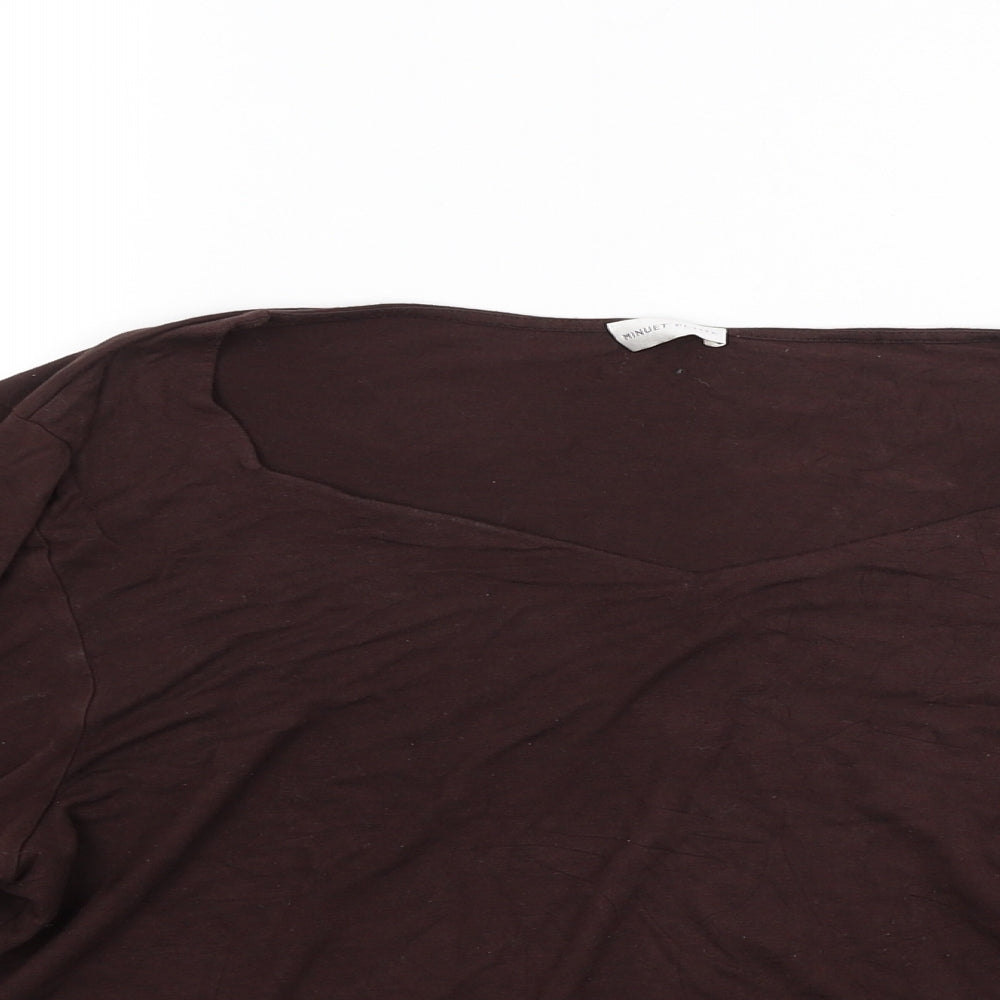 Womens UK Size L Minuet Brown Basic T-Shirt