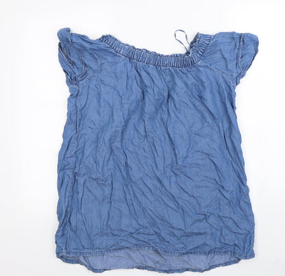 Womens UK Size 14 Peacocks Blue Basic Blouse
