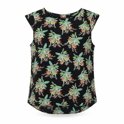 Peacocks  Womens Black Floral  Basic Blouse Size 10