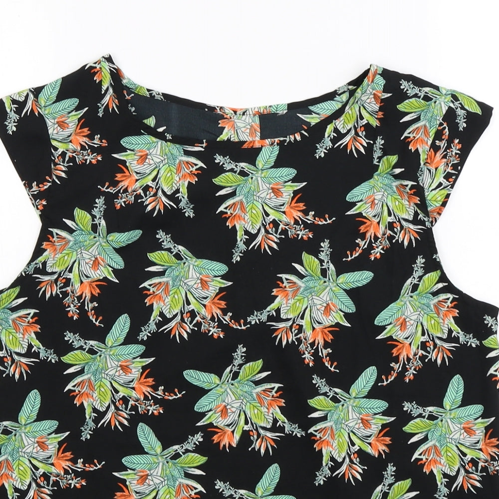 Peacocks  Womens Black Floral  Basic Blouse Size 10