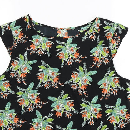 Peacocks  Womens Black Floral  Basic Blouse Size 10