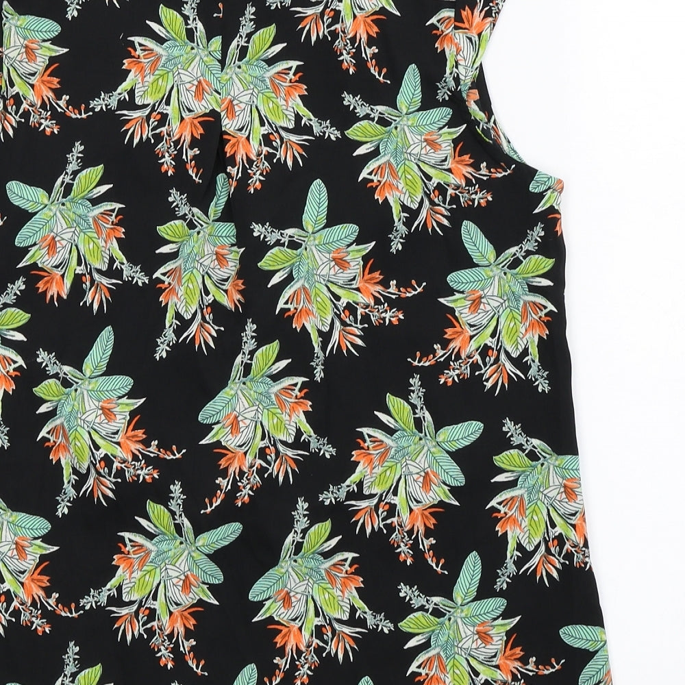 Peacocks  Womens Black Floral  Basic Blouse Size 10