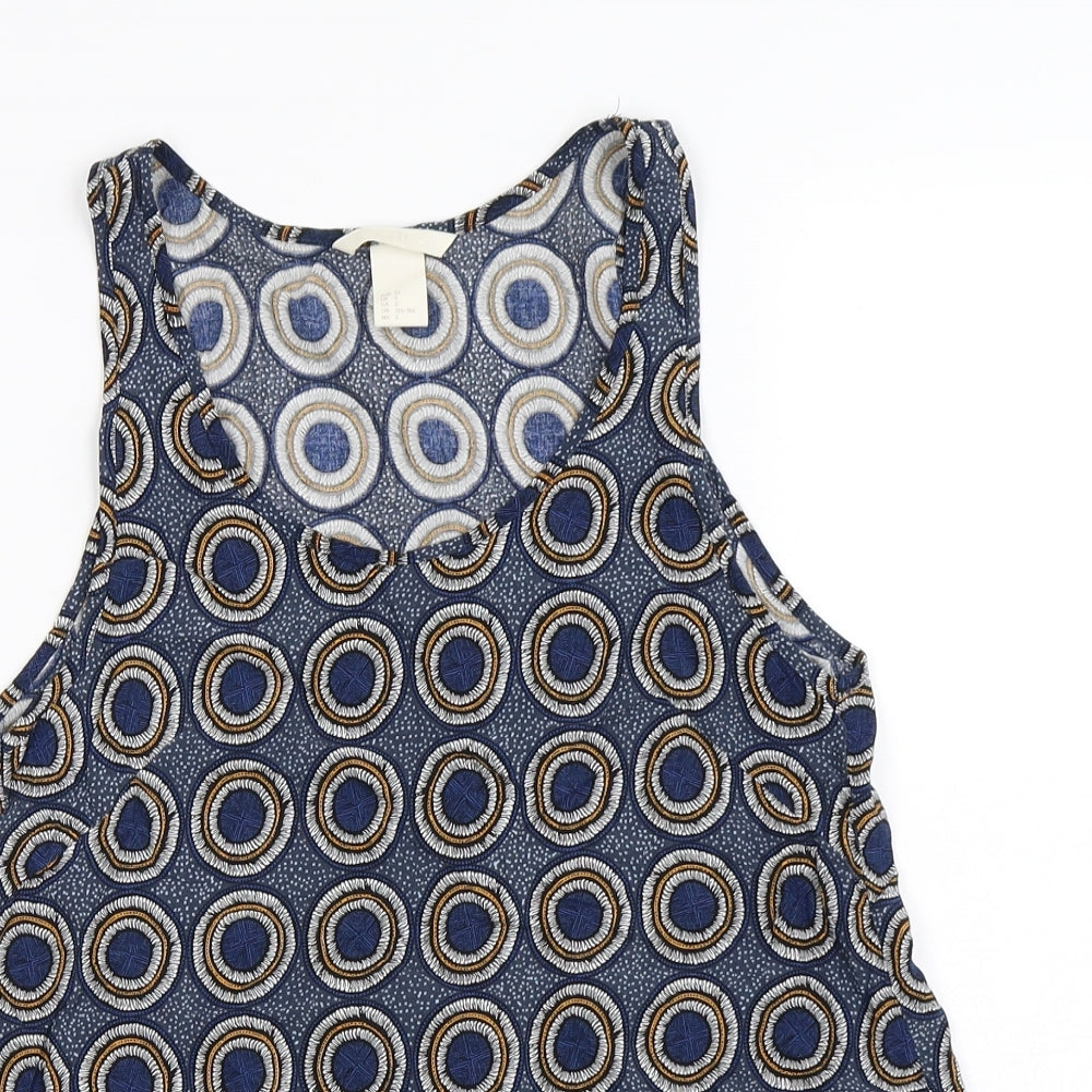 H&M Womens Blue Polka Dot  Basic Blouse Size 4