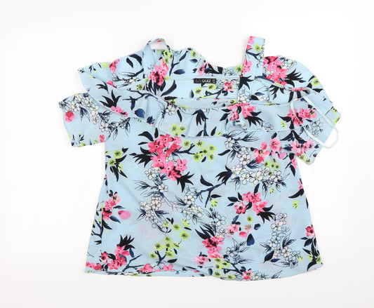 Quiz  Womens Blue Floral  Basic Blouse Size 8