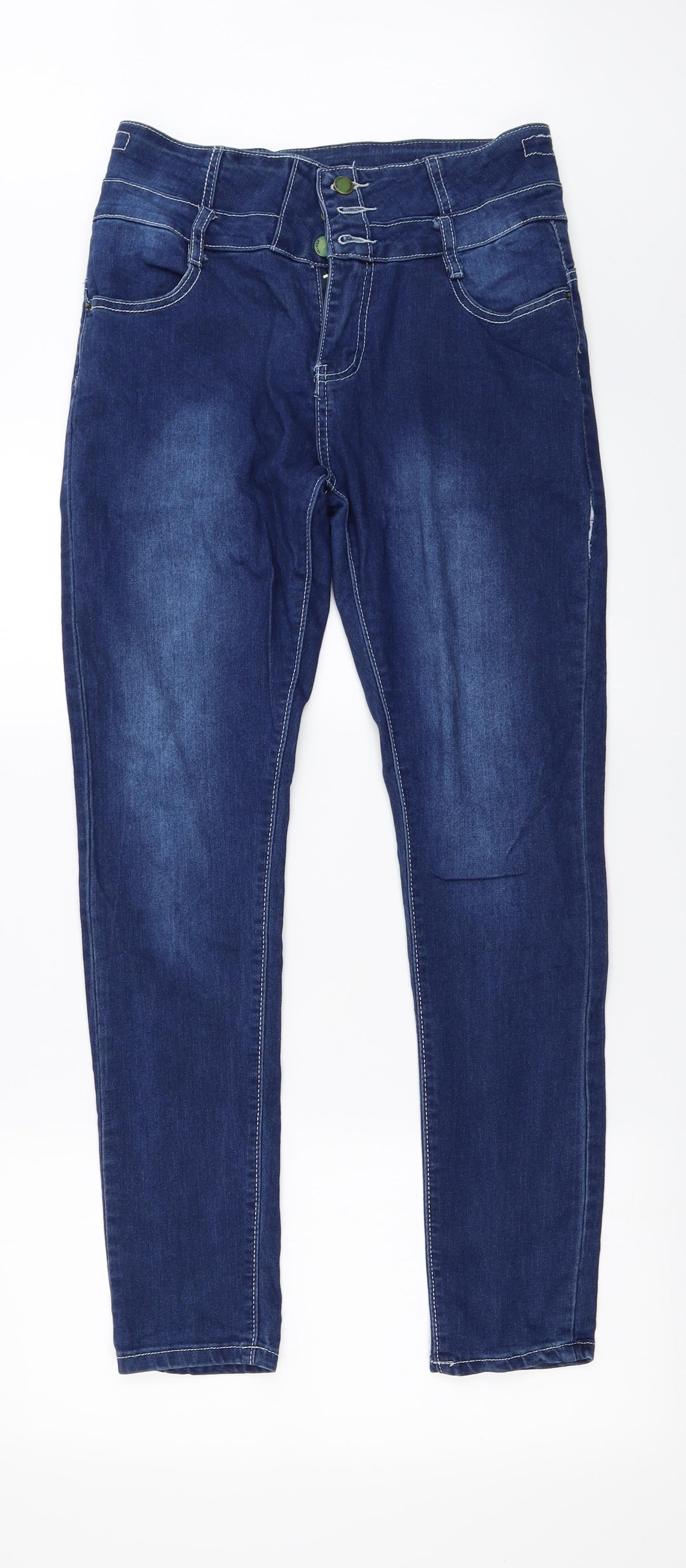 Womens UK Size L Preworn Regular Fit Straight Blue Jeans