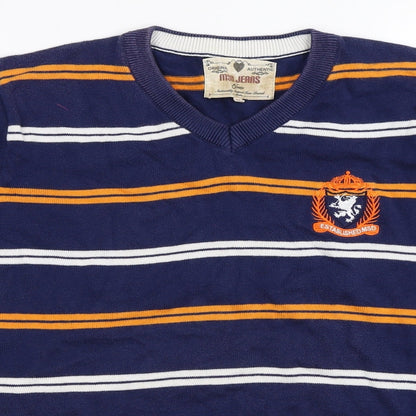 MSD  Womens Blue Striped  Pullover Jumper Size M