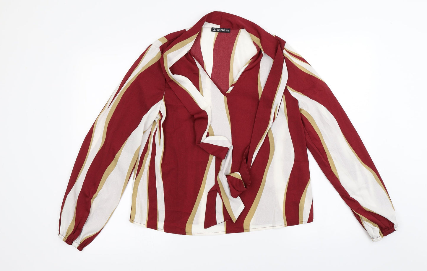 SheIn  Womens Red Striped  Basic Blouse Size S