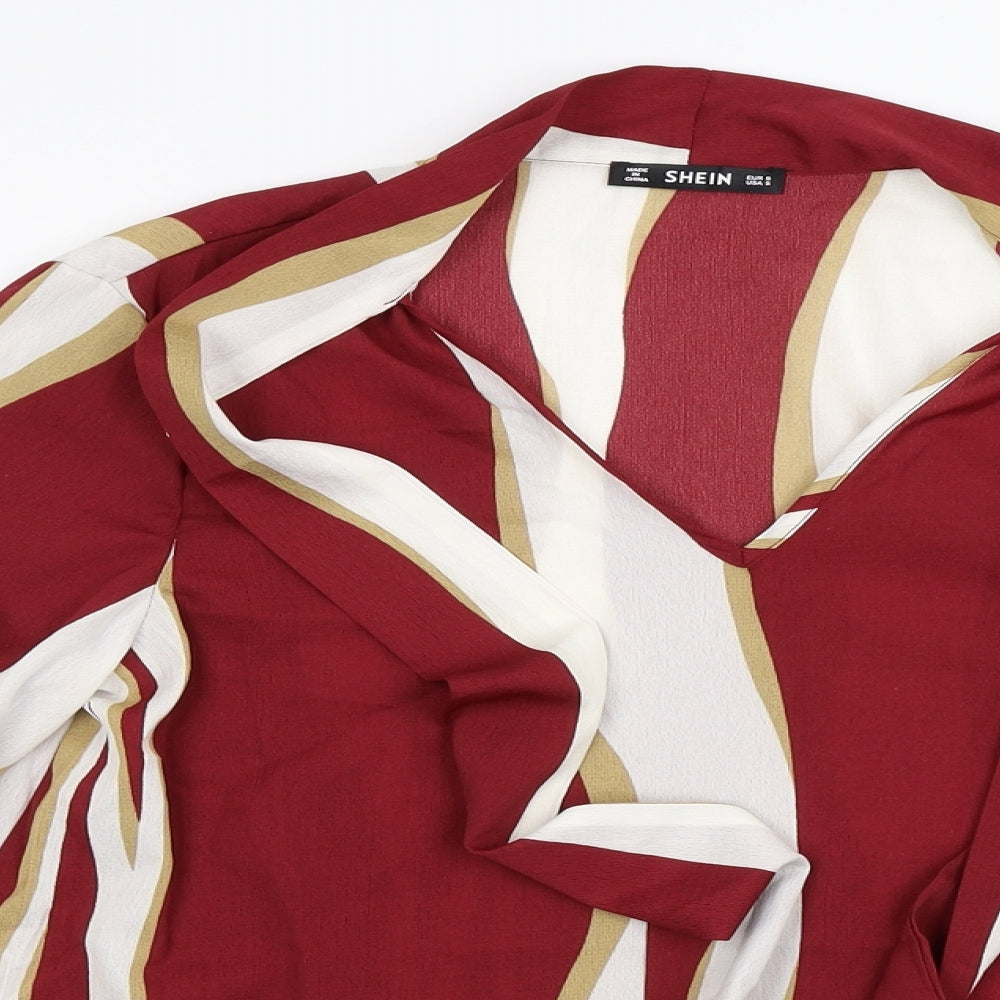 SheIn  Womens Red Striped  Basic Blouse Size S