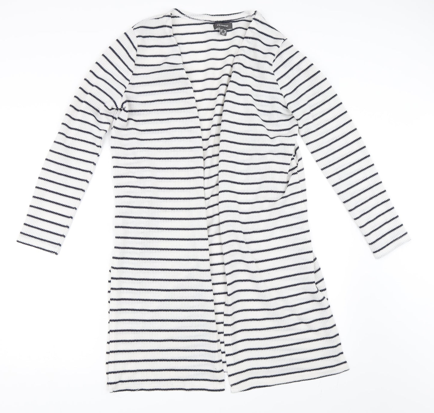 Primark Womens White Striped  Cardigan Jumper Size S